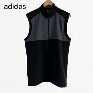 ADIDAS MENS ELEVATED 1/4-ZIP PULLOVER Black & Grey VEST Small